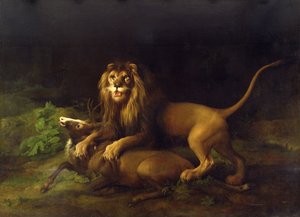 Un lion attaquant un cerf, c.1765